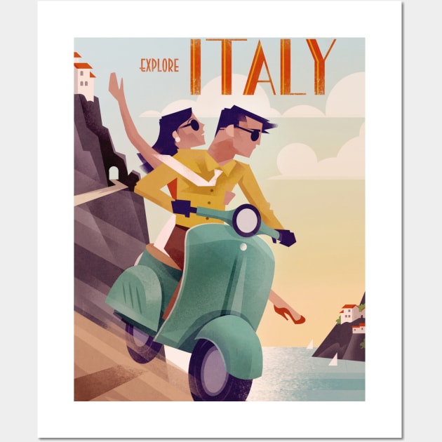 Vintage Travel Art Italy Wall Art by WickIllustration